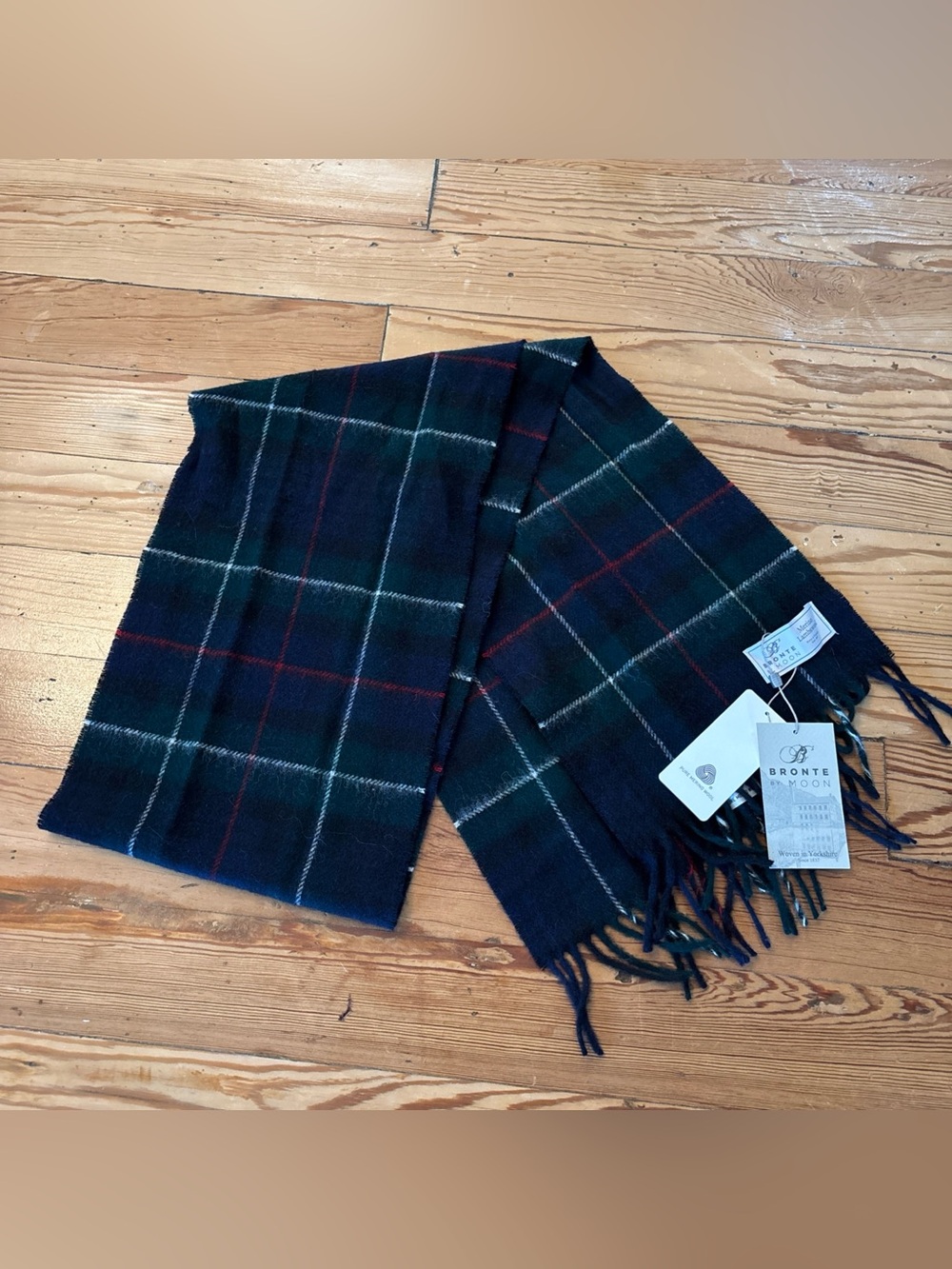 Bronte By Moon 100% Lambswool Scarf Plaid Unisex Made in Britain New Mckenzie